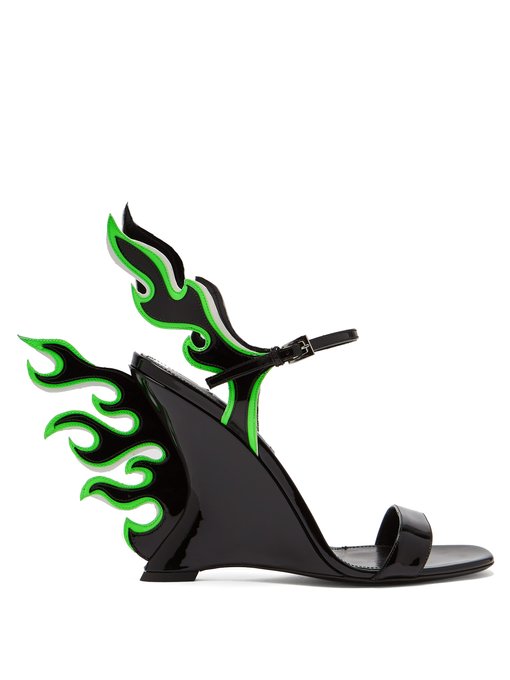flame patent leather sandals