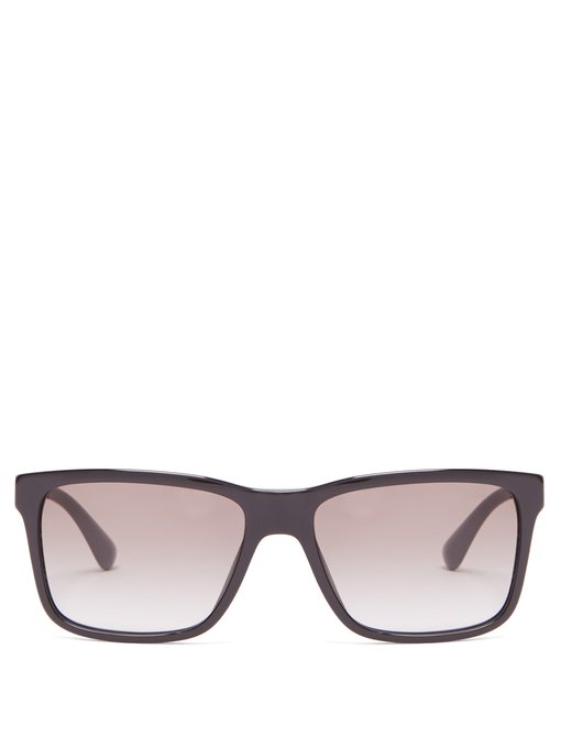 Prada Pr19ss Rectangle Acetate Sunglasses In Black | ModeSens