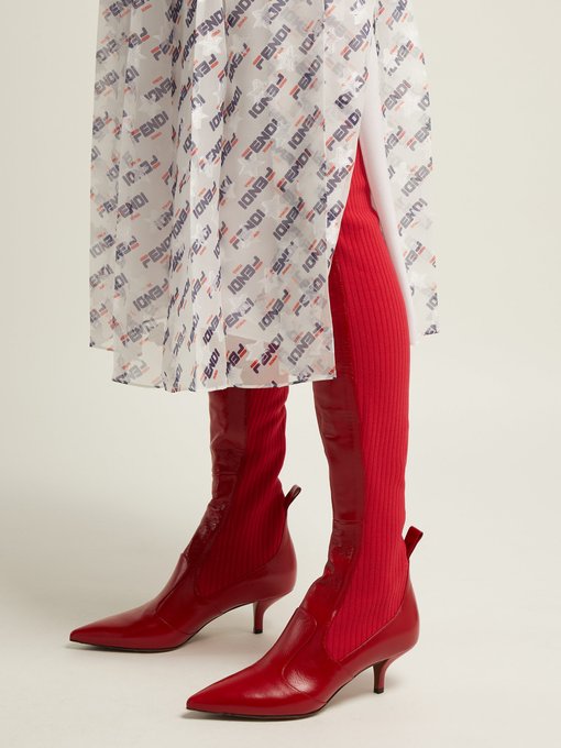 fendi red over the knee boots