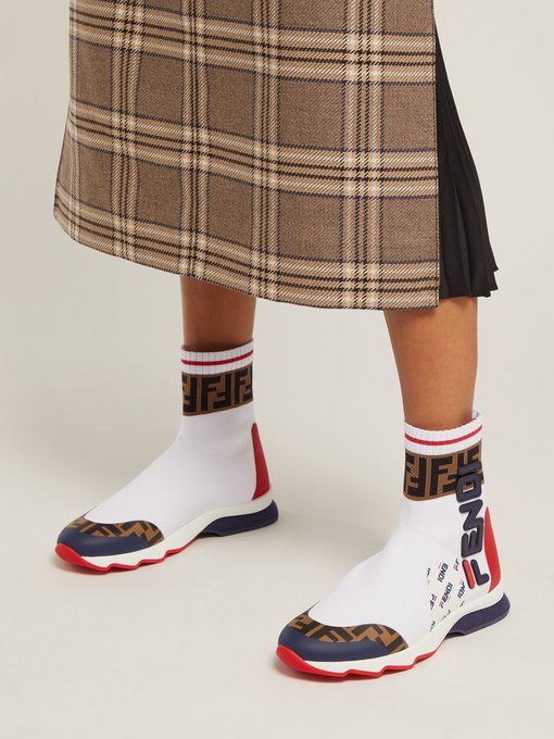 fendi logo sock boots