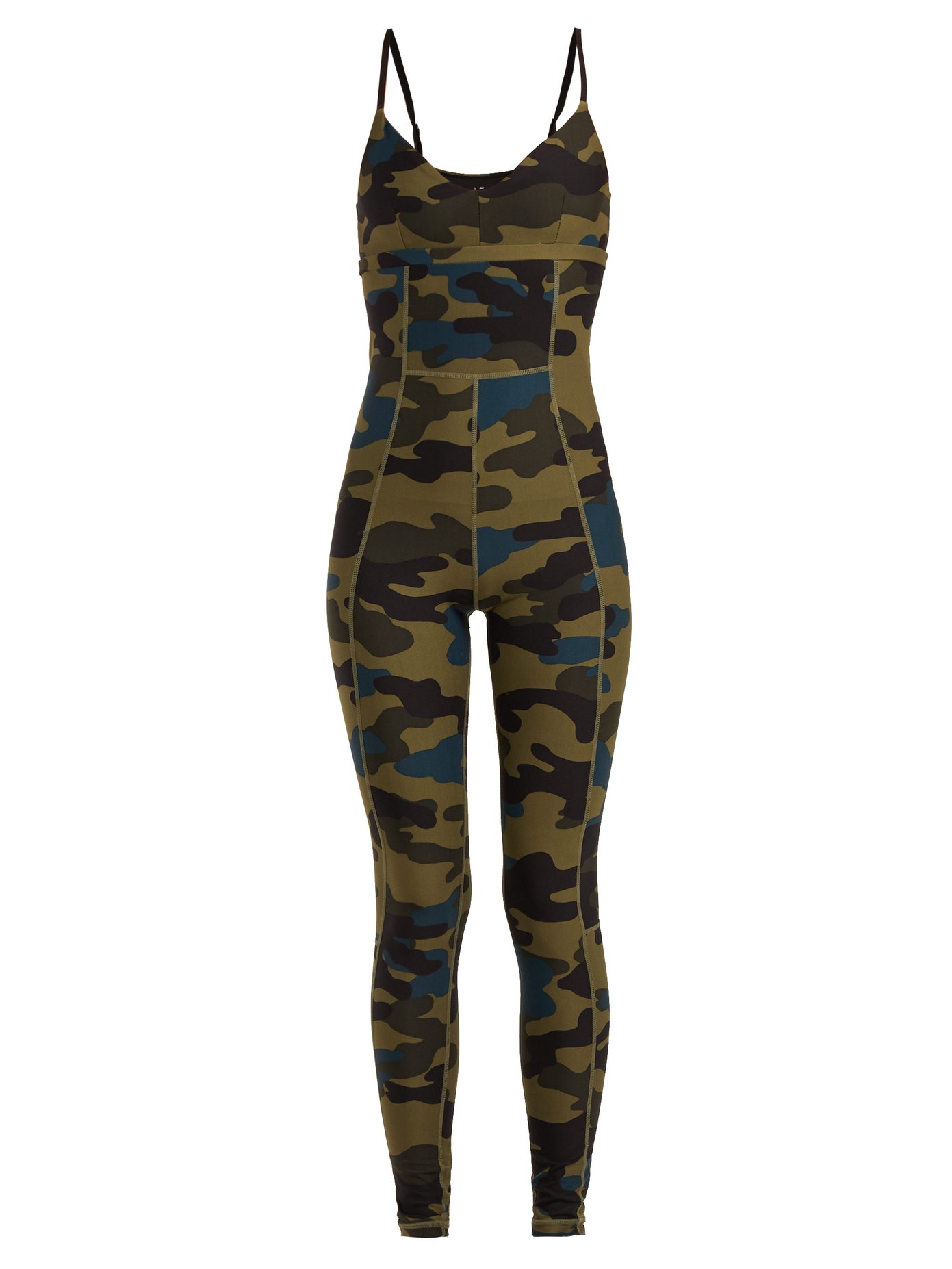 Camouflage-print stretch-jersey bodysuit