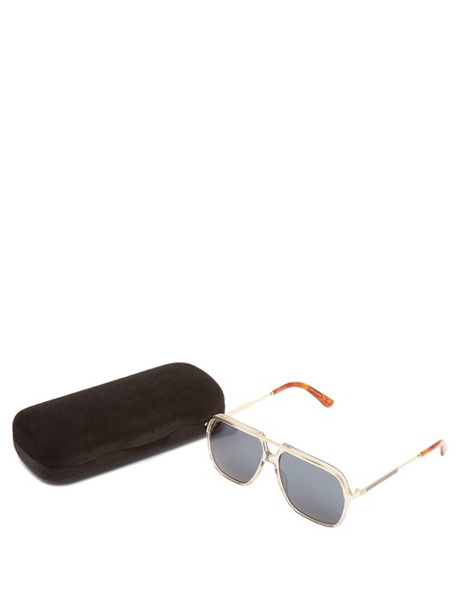 Rectangular-frame acetate and metal sunglasses展示图
