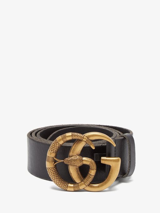 GG snake-buckle leather belt | Gucci 