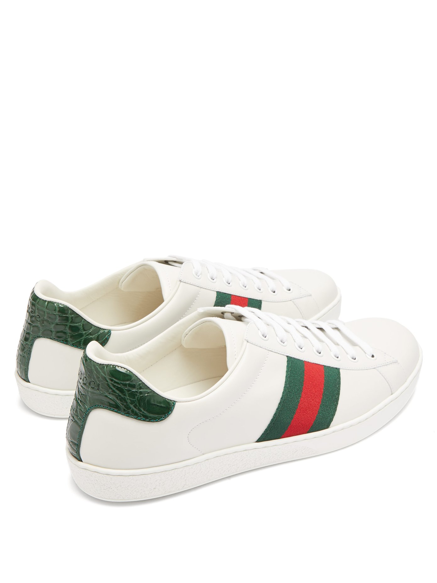 Gucci 'ace' Croc Embossed Counter Leather Sneakers In 9071 Bianco ...