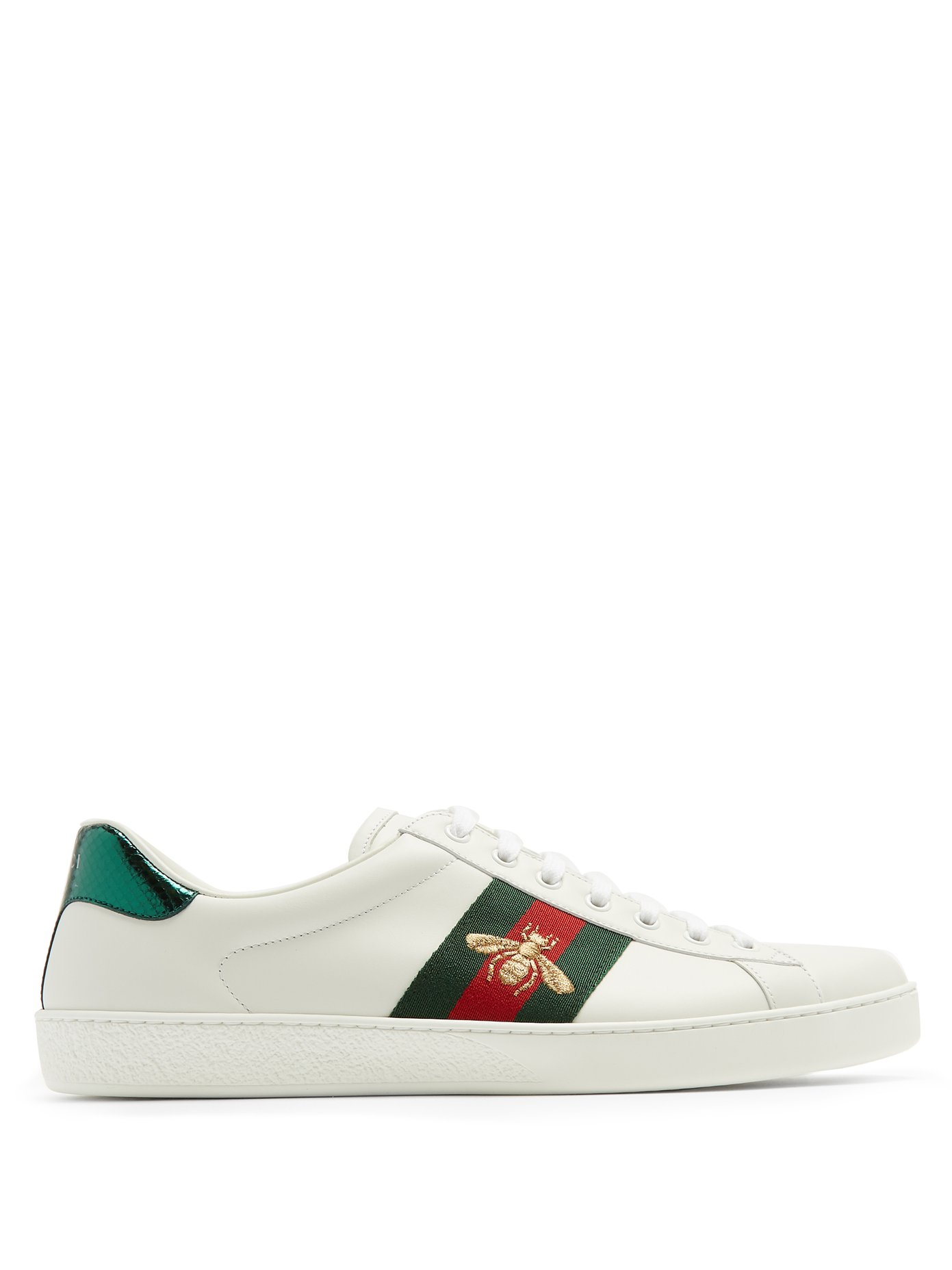 Ace bee-embroidered leather trainers 