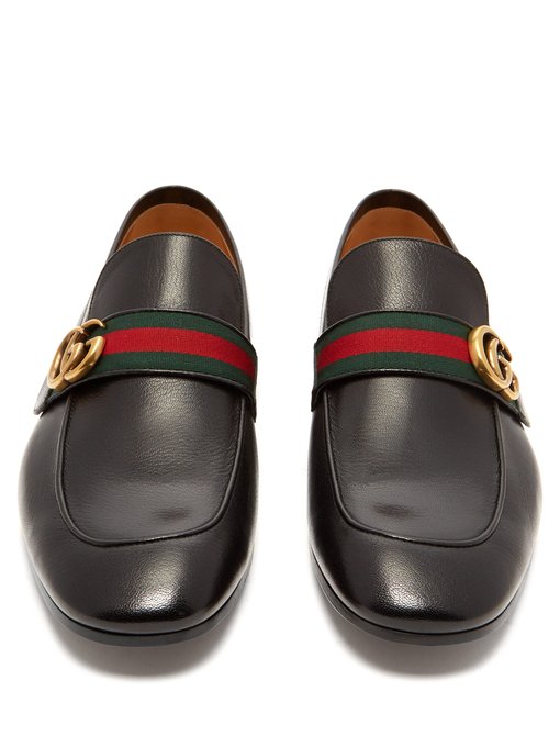 gucci leather loafer with web