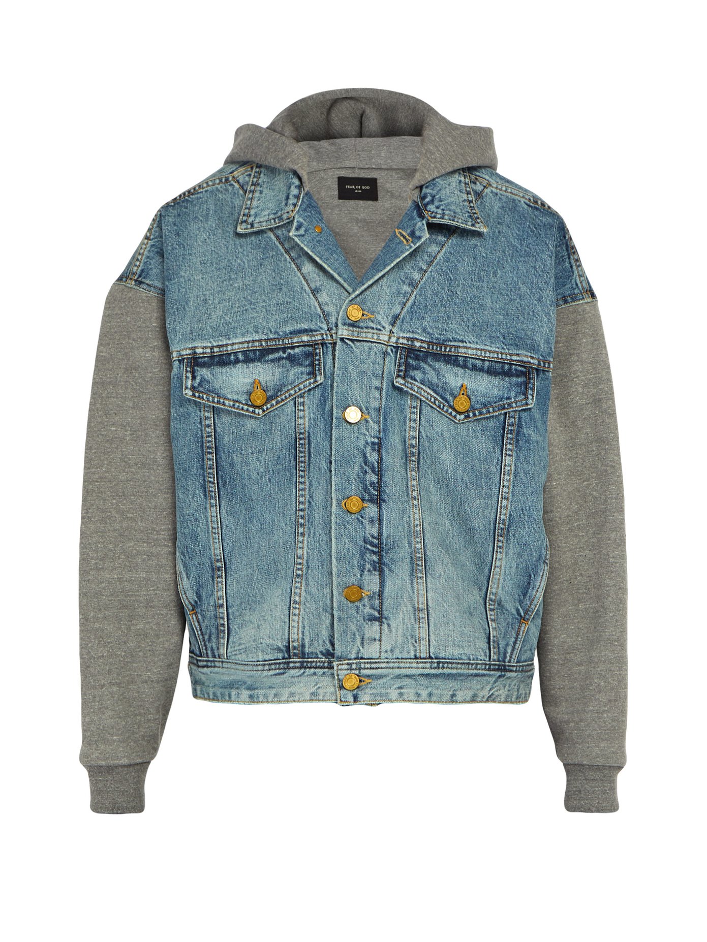 hooded denim trucker jacket