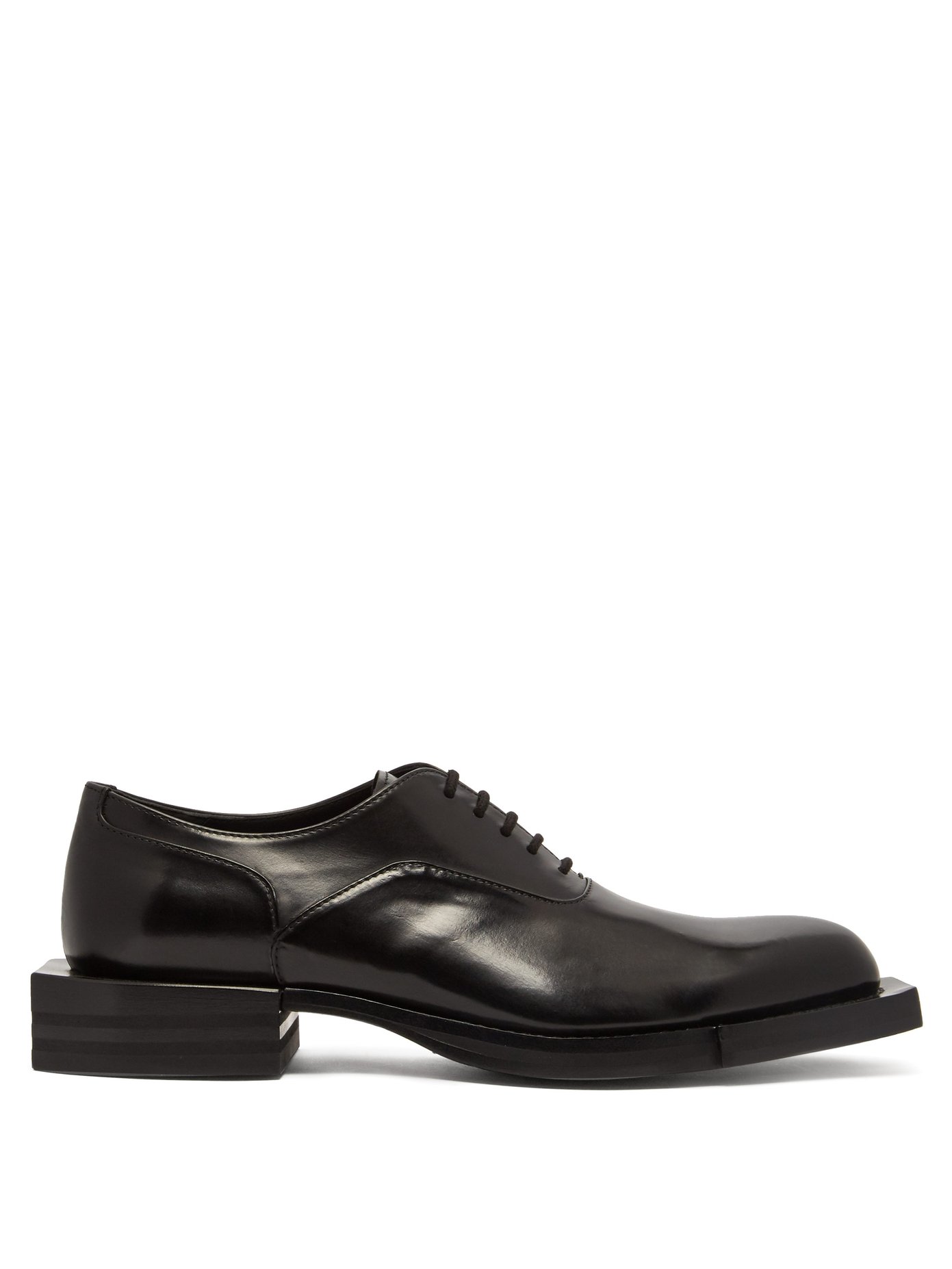 Square-toe leather derby shoes 
