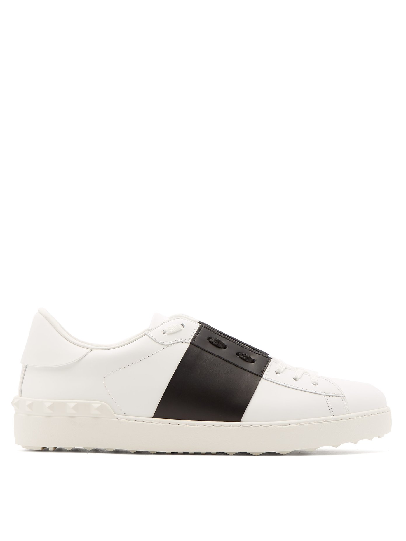 valentino open leather trainers