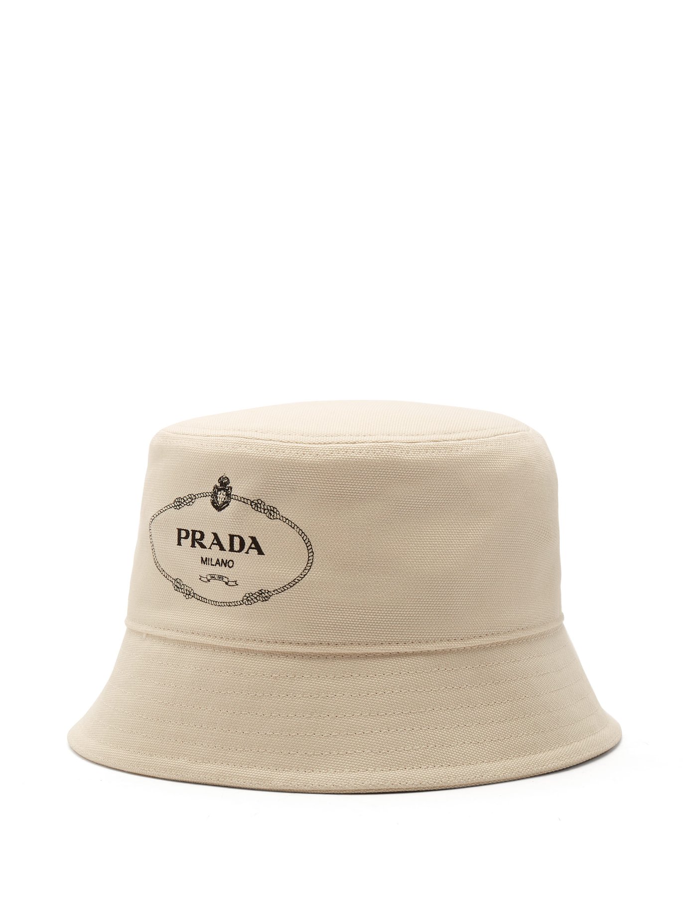 Logo-print canvas bucket hat | Prada 
