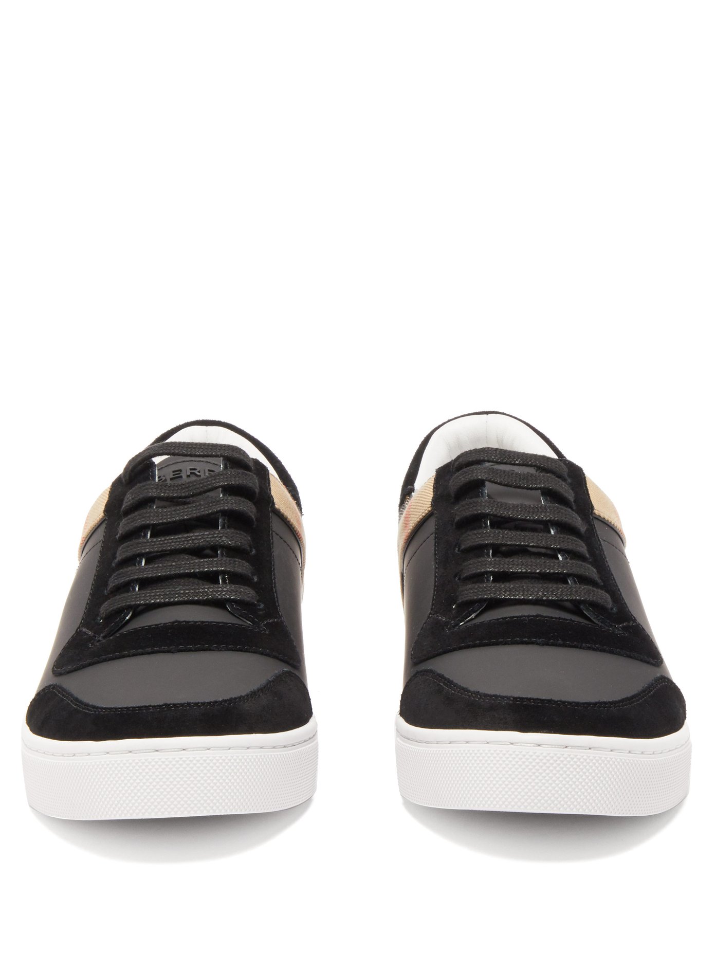 Burberry Men's Reeth Leather & House Check Low-top Sneakers, Black ...