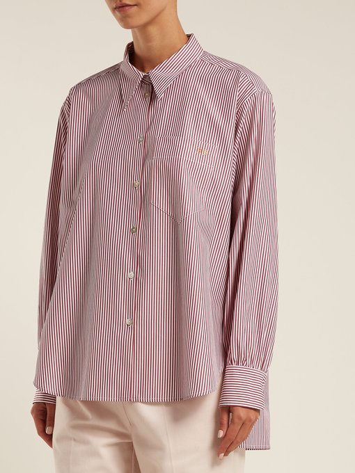 Oversized striped cotton shirt展示图