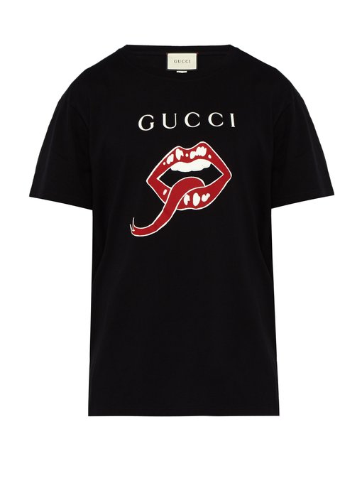 Lips logo cotton T-shirt | Gucci 