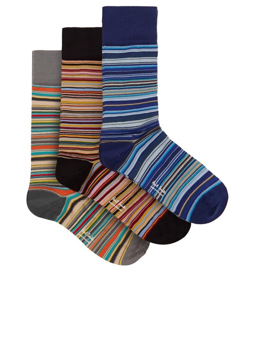 Paul Smith Pack of three Signature stripe cotton-blend socks