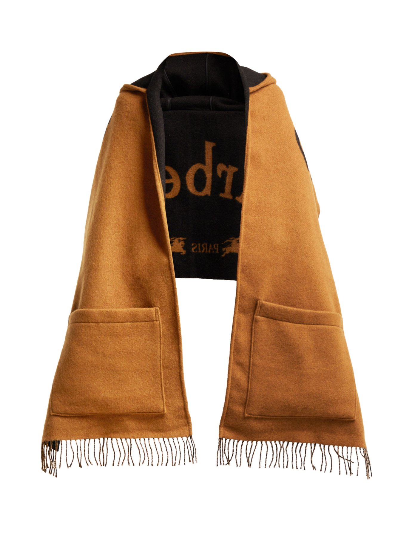 logo-intarsia wool-blend hooded scarf 