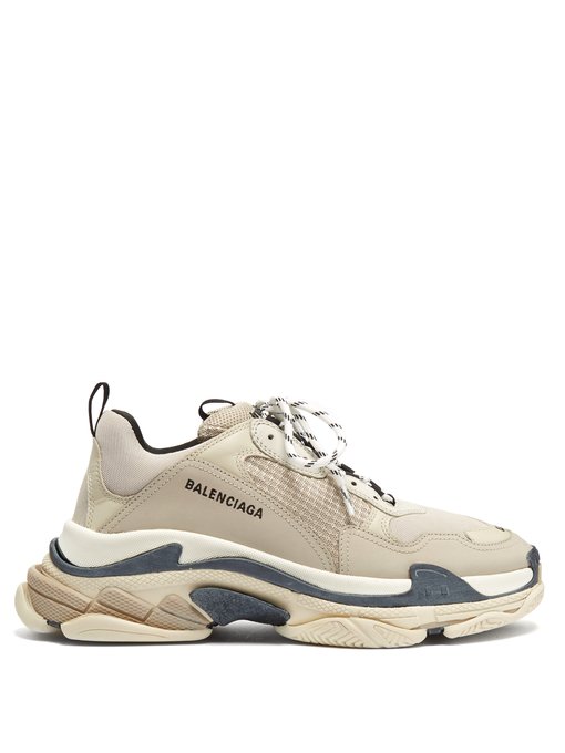 Balenciaga white pink and yellow triple s leather sneakers HK