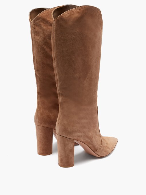 tan slouchy knee high boots