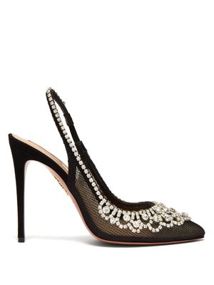 Maharani 105 crystal-embellished mesh pumps | Aquazzura | MATCHESFASHION US