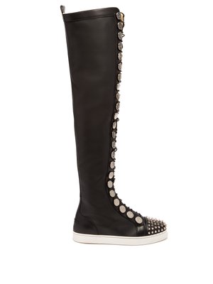 christian louboutin over the knee leather boots