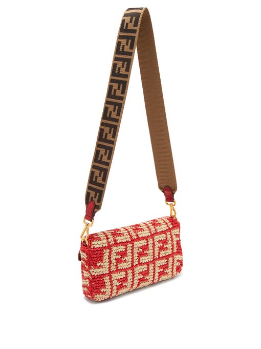 Baguette logo-weave raffia bag | Fendi 