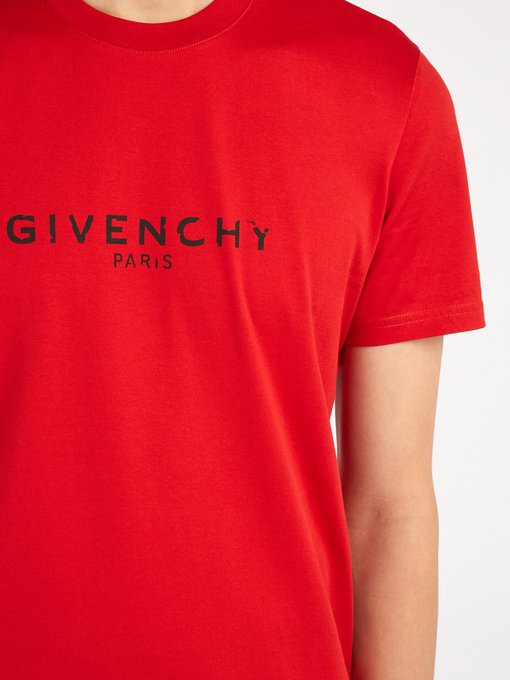 givenchy red distressed t shirt