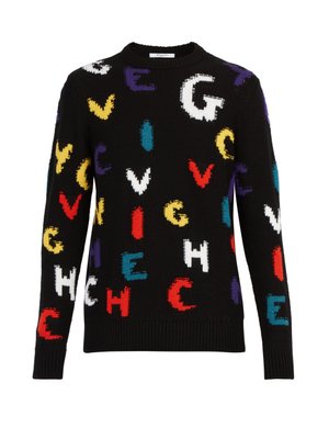 Logo-letters intarsia-knit wool sweater | Givenchy | MATCHESFASHION US
