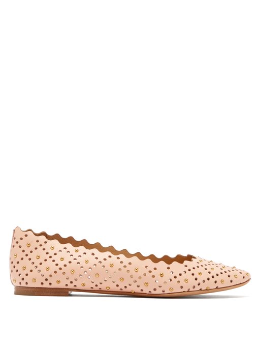 Lauren studded scallop-edge leather 