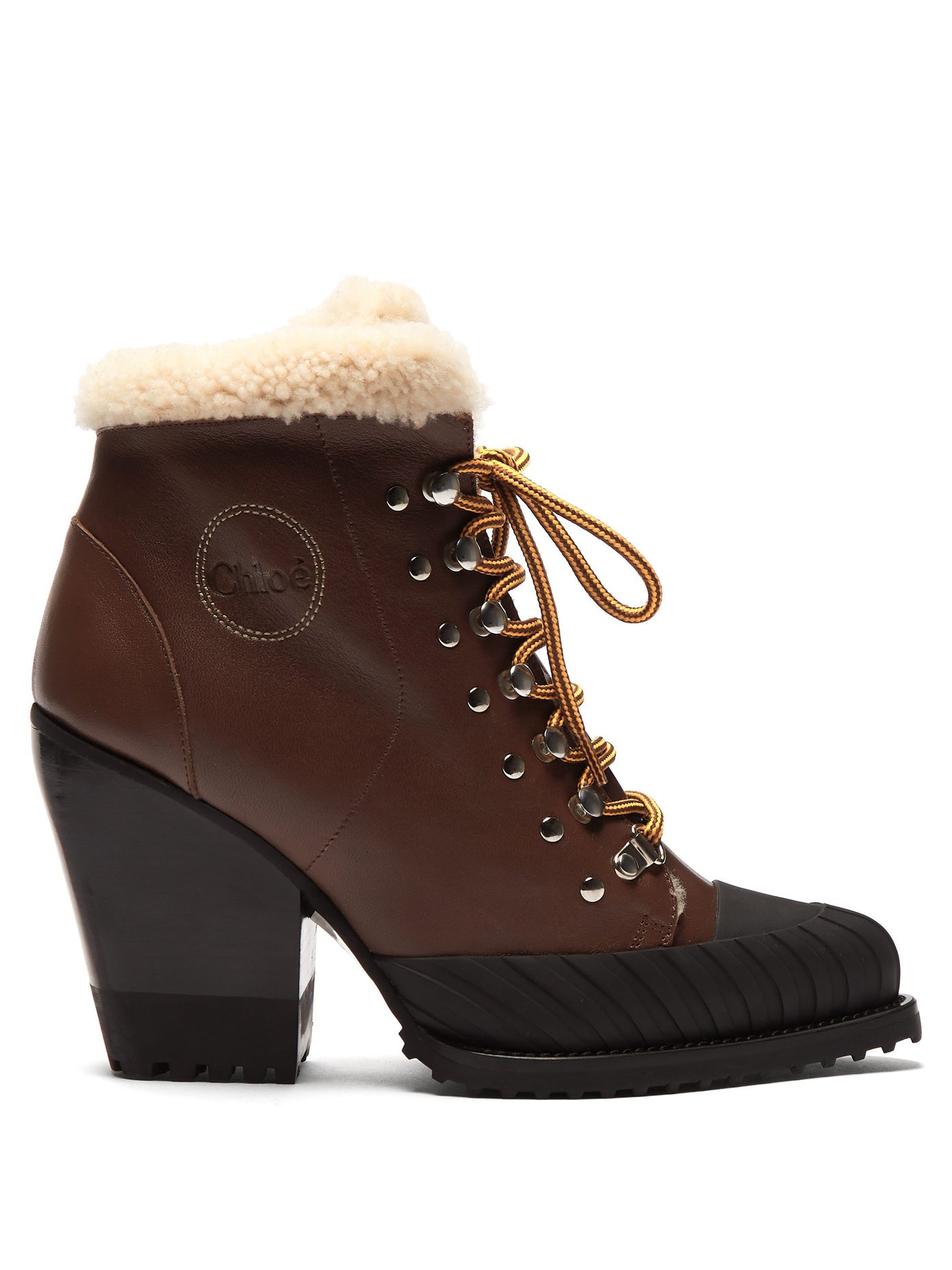 Shearling-lined leather ankle boots 
