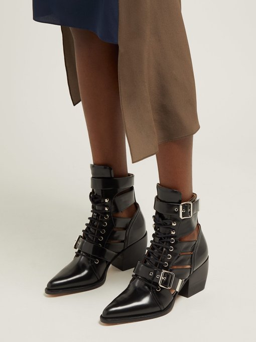 Rylee cut-out patent-leather ankle 