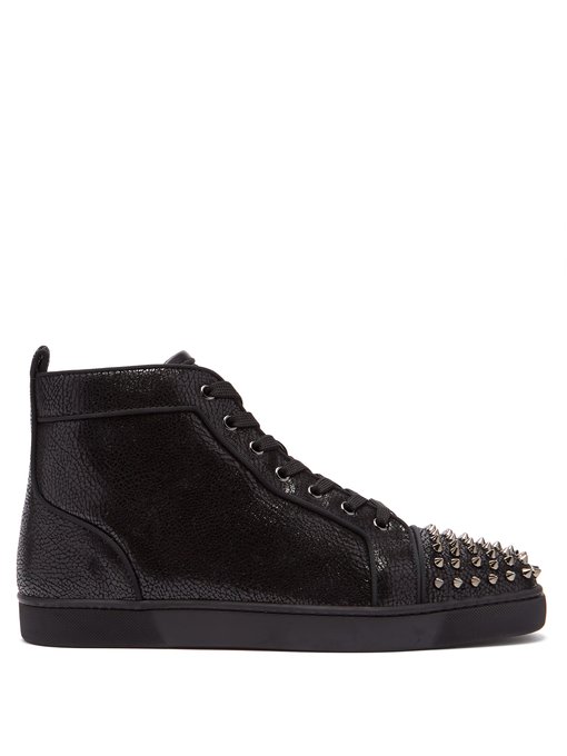 Lou spike-embellished leather high-top trainers | Christian Louboutin ...