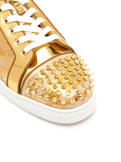 gold louboutin trainers