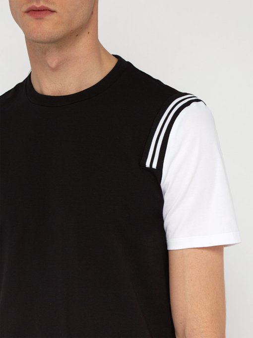 Striped-shoulder cotton-blend T-shirt | Neil Barrett | MATCHESFASHION AU