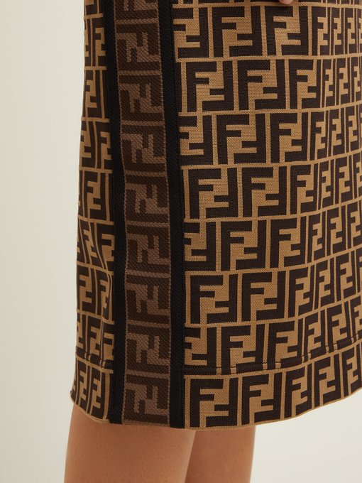Logo-jacquard stretch pencil skirt 