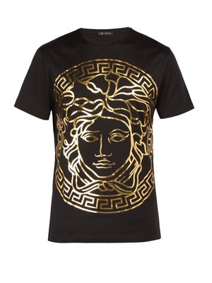 versace t shirt gold and black