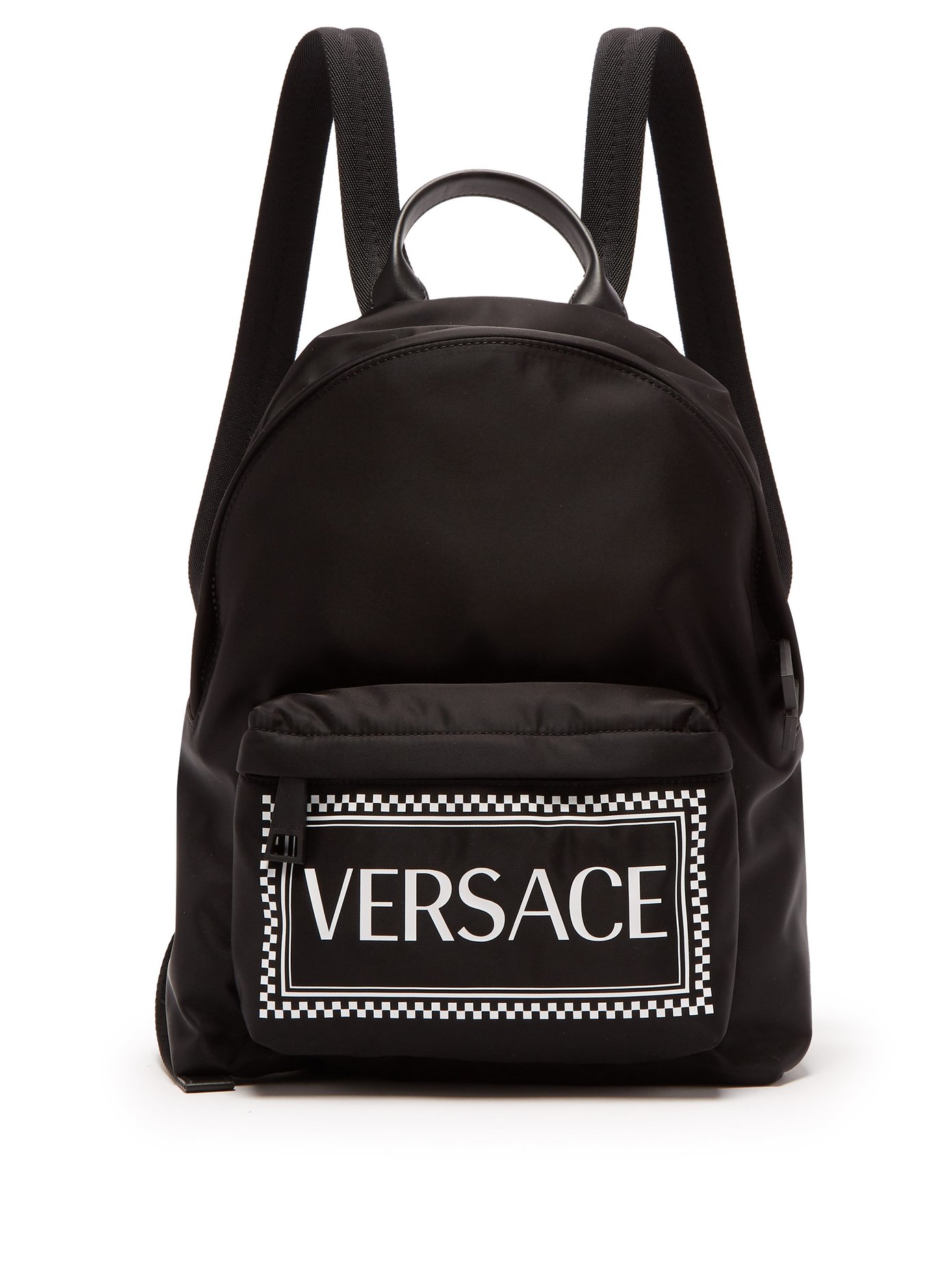 Versace ヴェルサーチェ ロゴプリント レザートリム バックパック Matchesfashion マッチズファッション