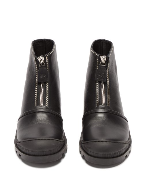 Zip-front leather ankle boots | Loewe 