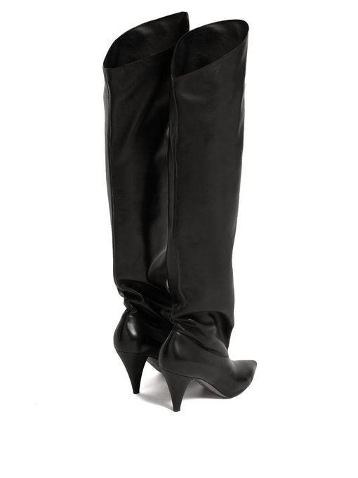 slouchy knee high leather boots