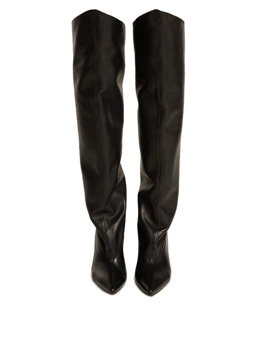 slouchy knee high leather boots