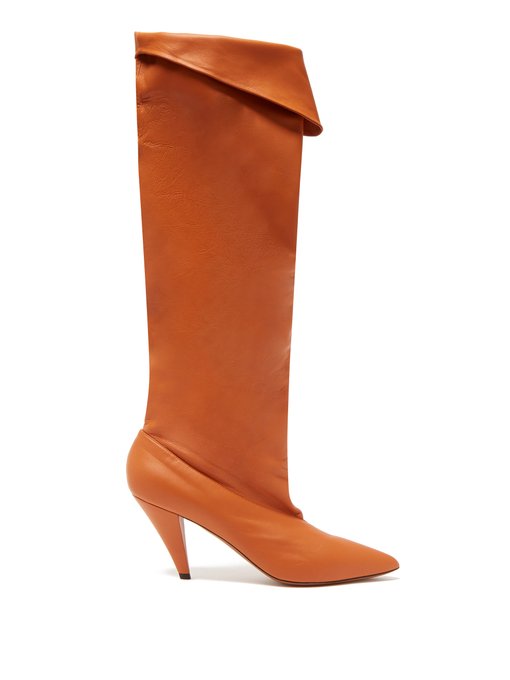 slouchy knee high leather boots