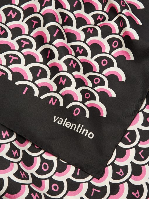 Valentino Scales logo-print silk-twill scarf