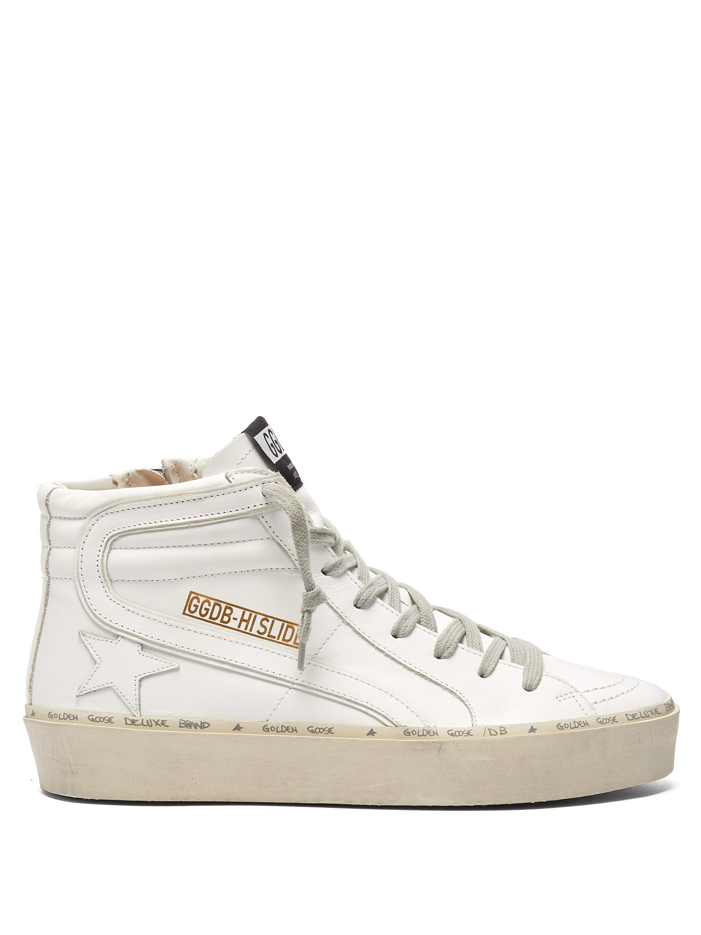 Slide high-top leather trainers 