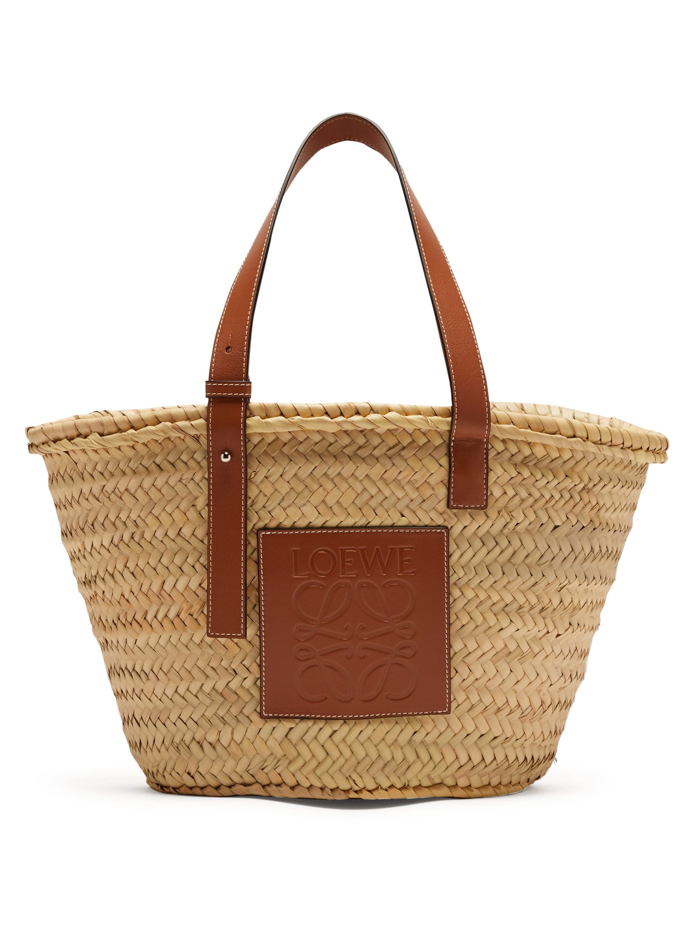 loewe woven leather basket bag