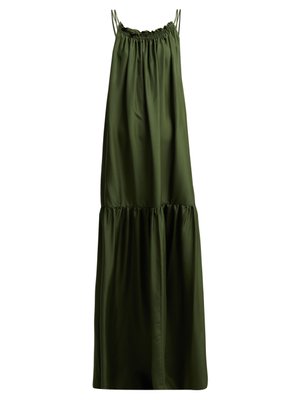 Tatyana gathered silk-satin maxi dress | Three Graces London ...