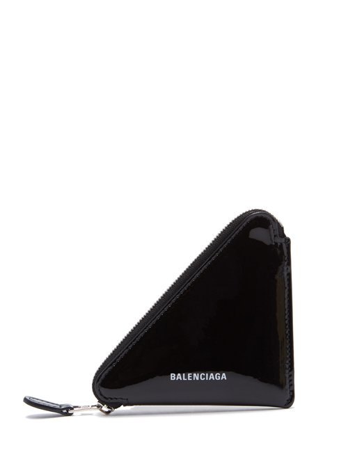 Triangle patent-leather coin purse 