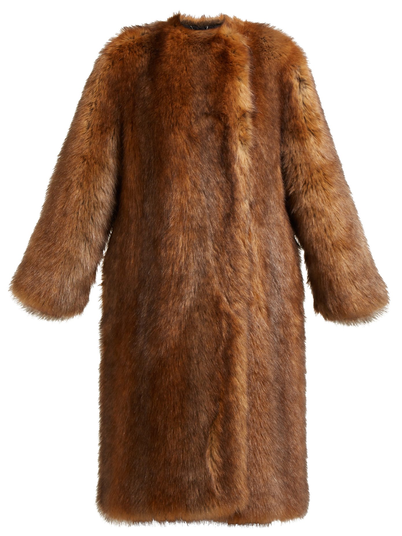 Single-breasted faux fur coat 