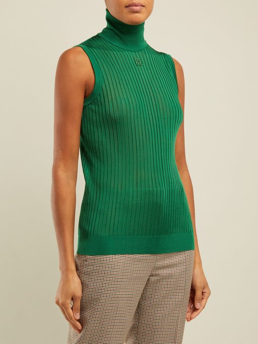 high neck sleeveless knit top