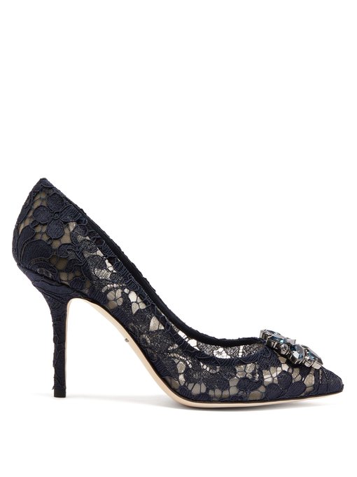 dolce & gabbana bellucci embellished lace pumps