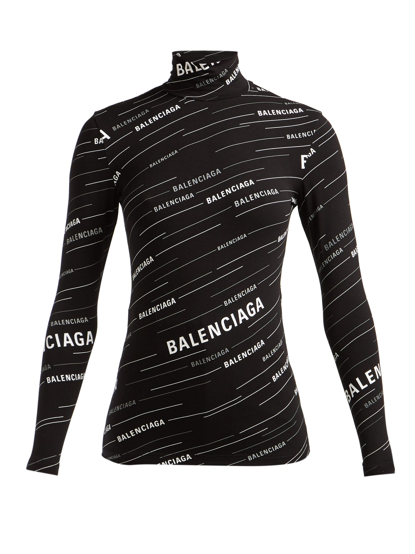Logo-stripe high-neck top | Balenciaga 