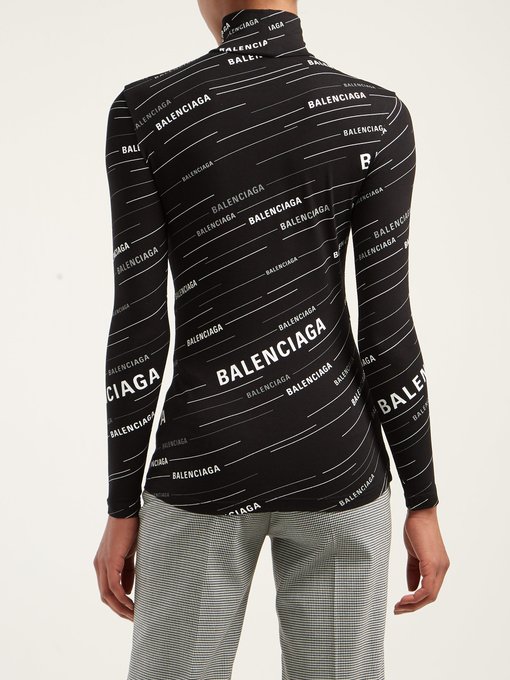 Logo-stripe high-neck top | Balenciaga 