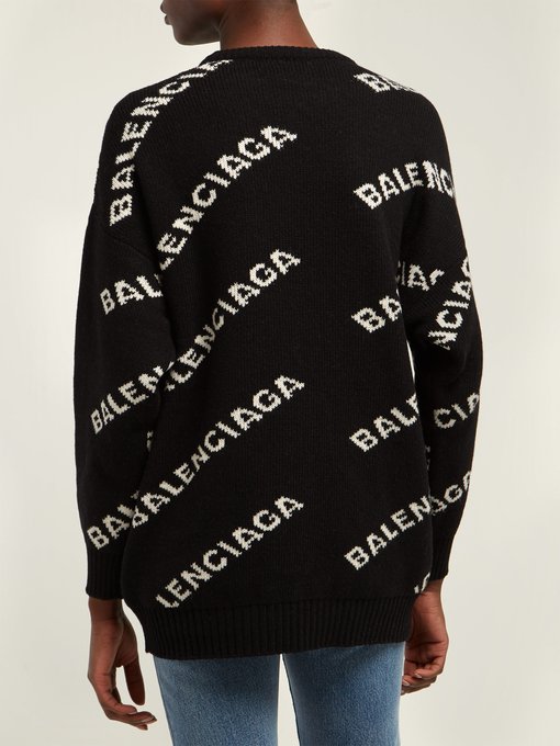 balenciaga jacquard logo sweater